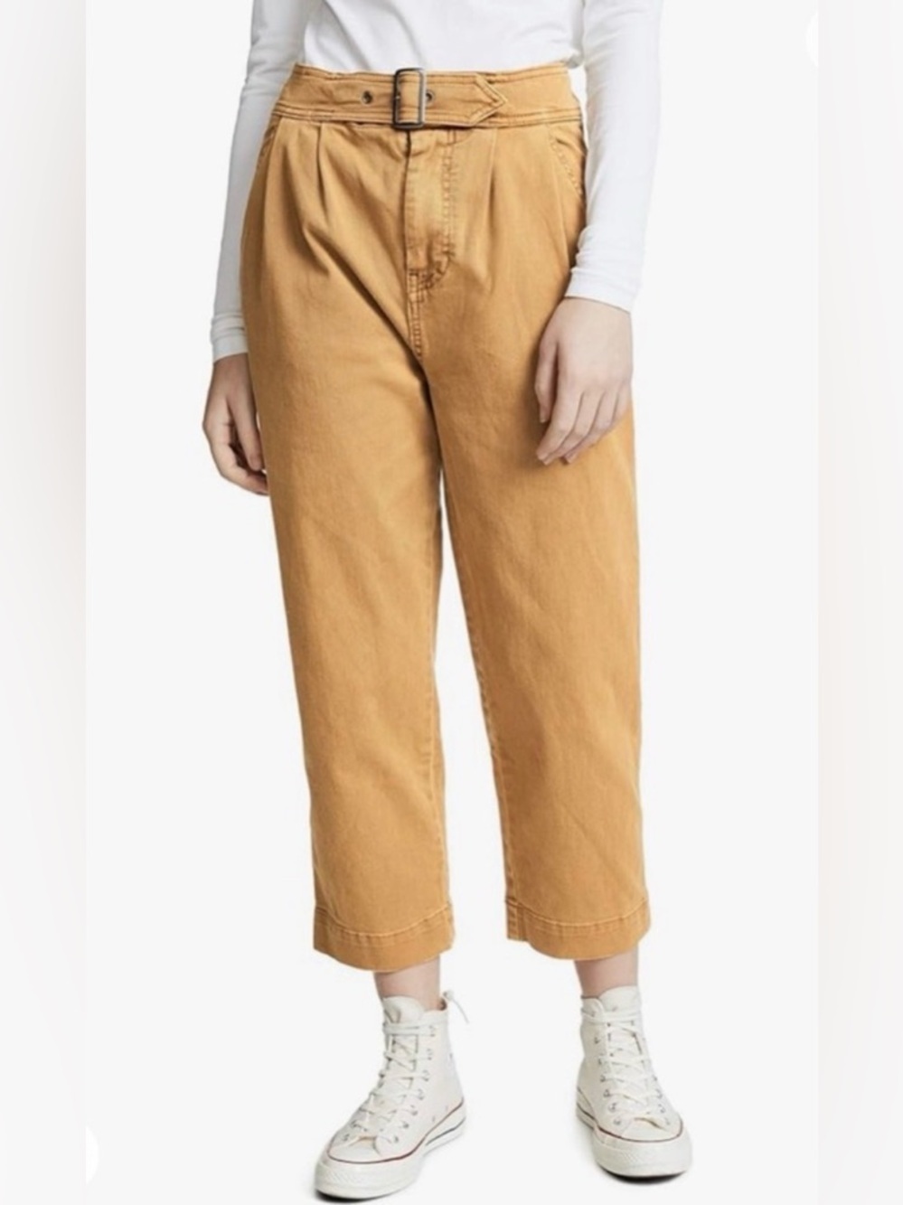 🆕 Free People Womens Belt-Waist Casual Cropped Pants Size 8